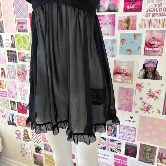 betsey johnson intimates black babydoll slip dress size medium - Picture 8 of 8